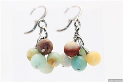 Boucles grappes amazonite mate